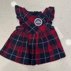 Baby B'gosh Plaid Dress Baby 3M Red Navy NEW Holiday Ruffle Sleeve Classic
